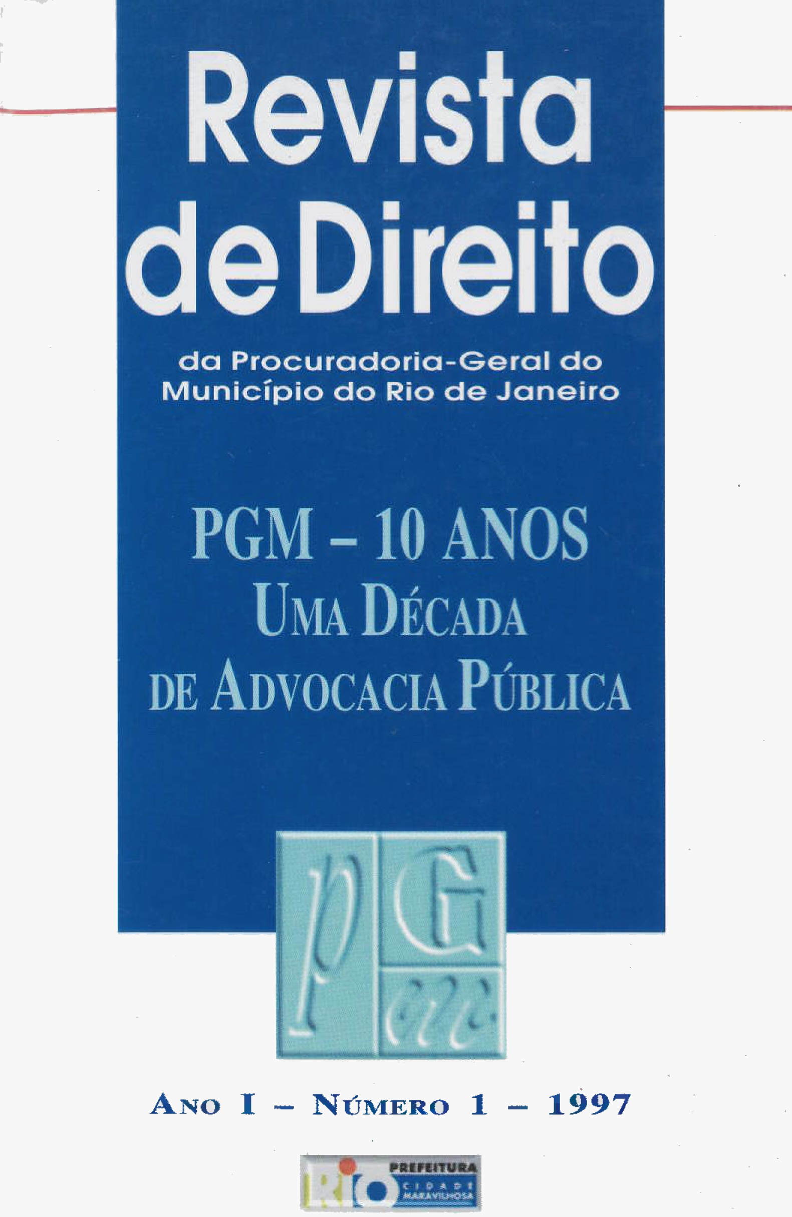 Capa Revista de Direito da Procuradoria Geral do Município do Rio de Janeiro 1997